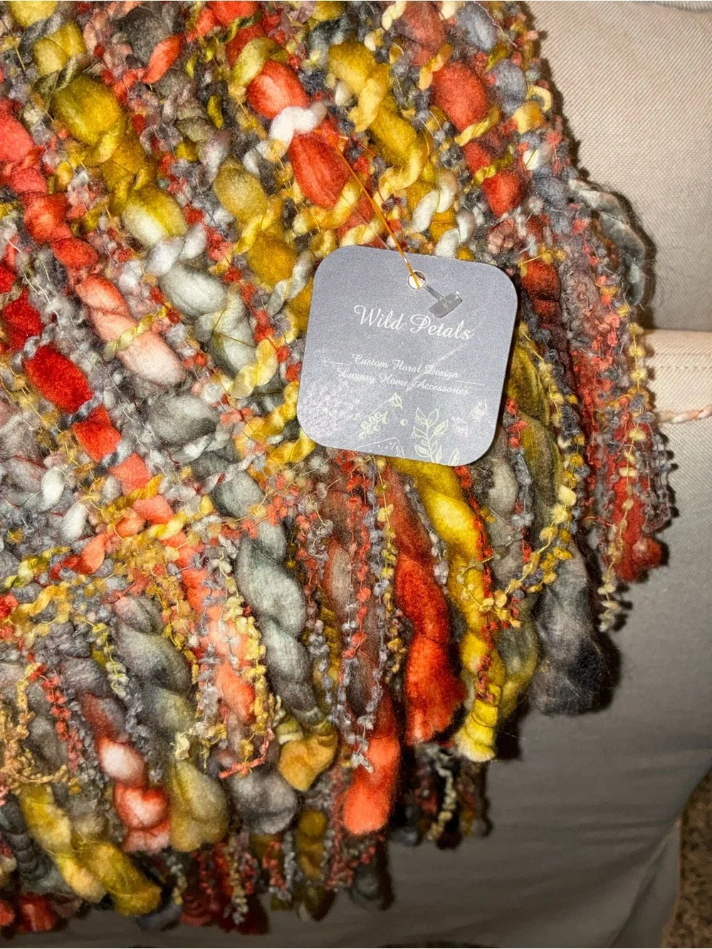 NWT Wild Petals Chunky Fringed Throw Fall Colors
